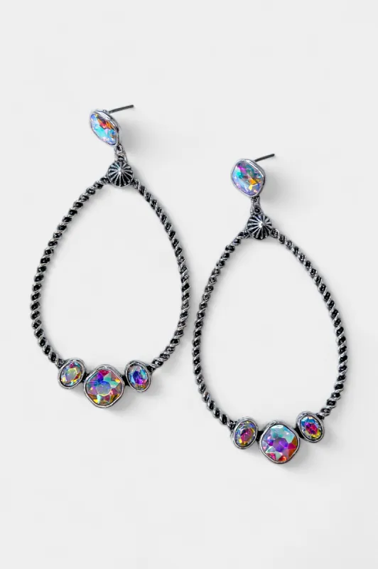 Silver Rhinestone Teardrop Earrings sold by ZZs