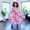Aqua Coral Floral Ruffle Maxi Dress sold by ZZs