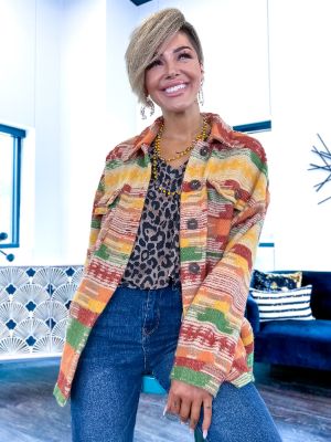 Rust Tribal Button Up Jacket sold by ZZs