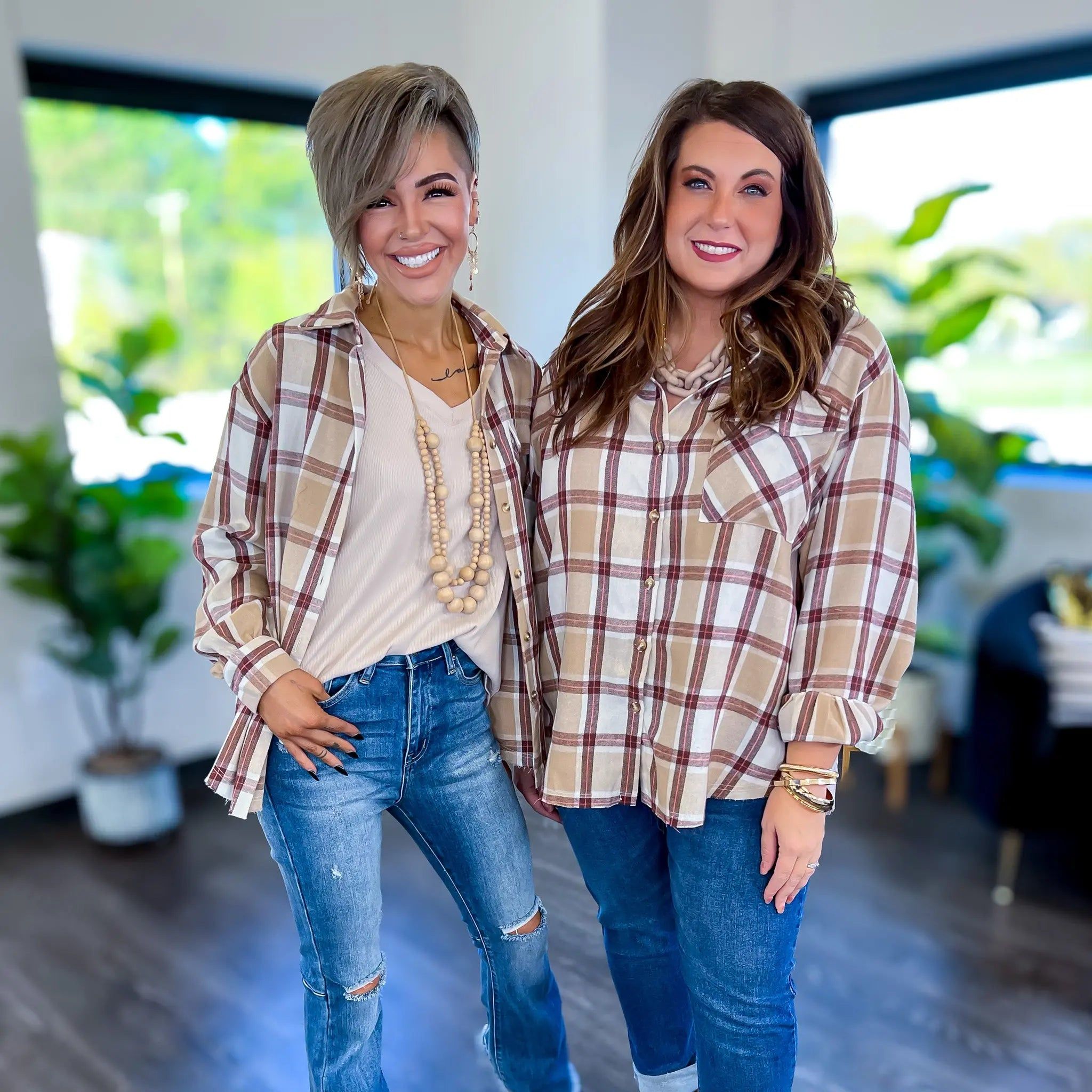 Brown Plaid Button Up Top sold by ZZs