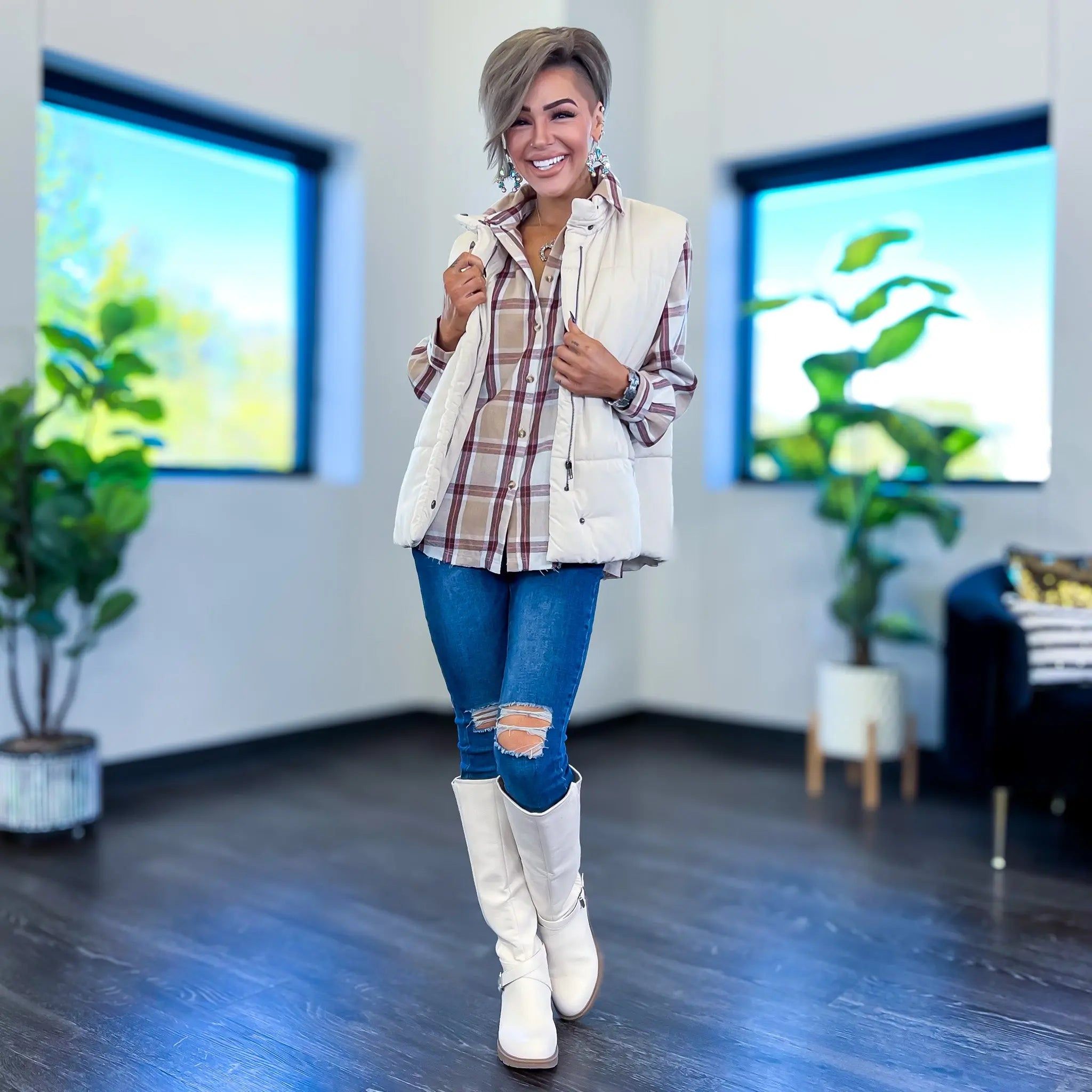 Brown Plaid Button Up Top sold by ZZs product image thumbnail 5