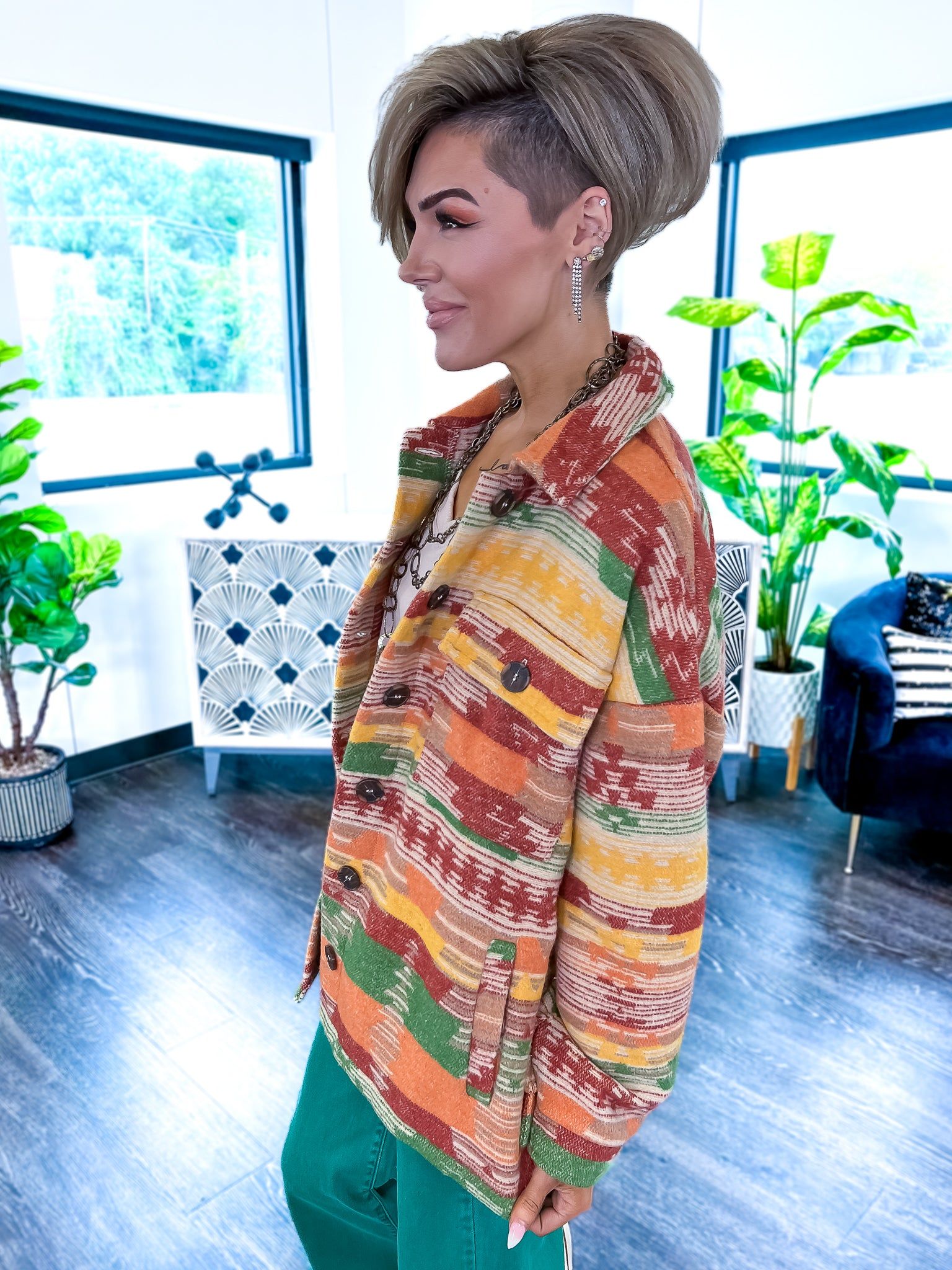 Rust Tribal Button Up Jacket sold by ZZs product image thumbnail 4