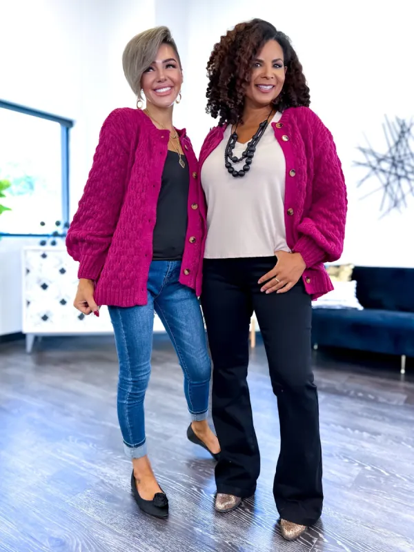 Cable Knit Cardigan | Plum sold by ZZs