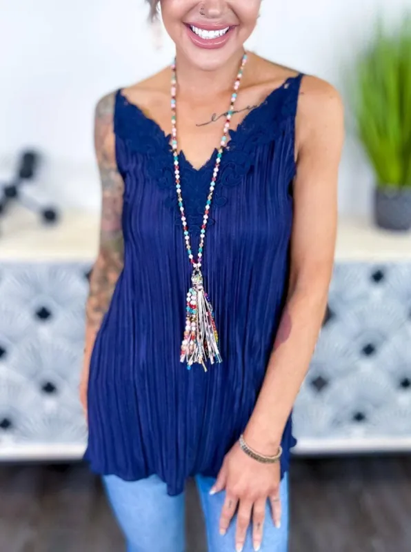 Navy Everyday Elegance Tank [NO RETURNS] sold by ZZs
