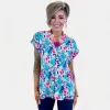 Multi Floral Lizzy Short Sleeve Top sold by ZZs
