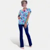 Multi Floral Lizzy Short Sleeve Top sold by ZZs