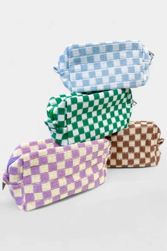 Checkered Knitted Cosmetic Bag sold by ZZs