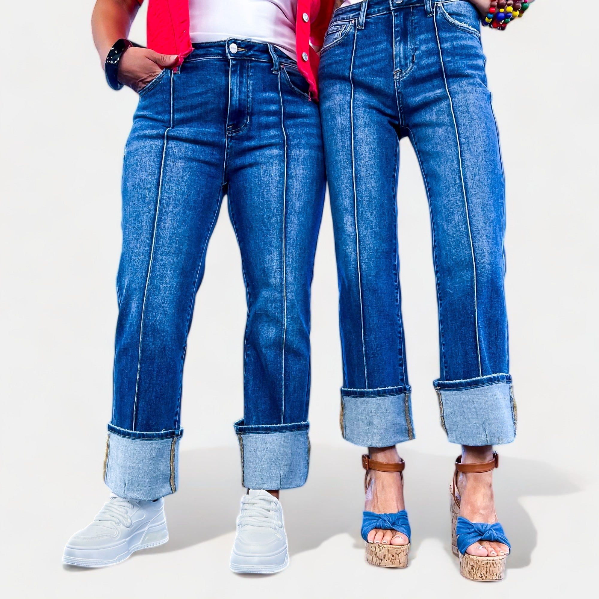 Dark Wash High Rise Straight Jeans sold by ZZs product image thumbnail 2