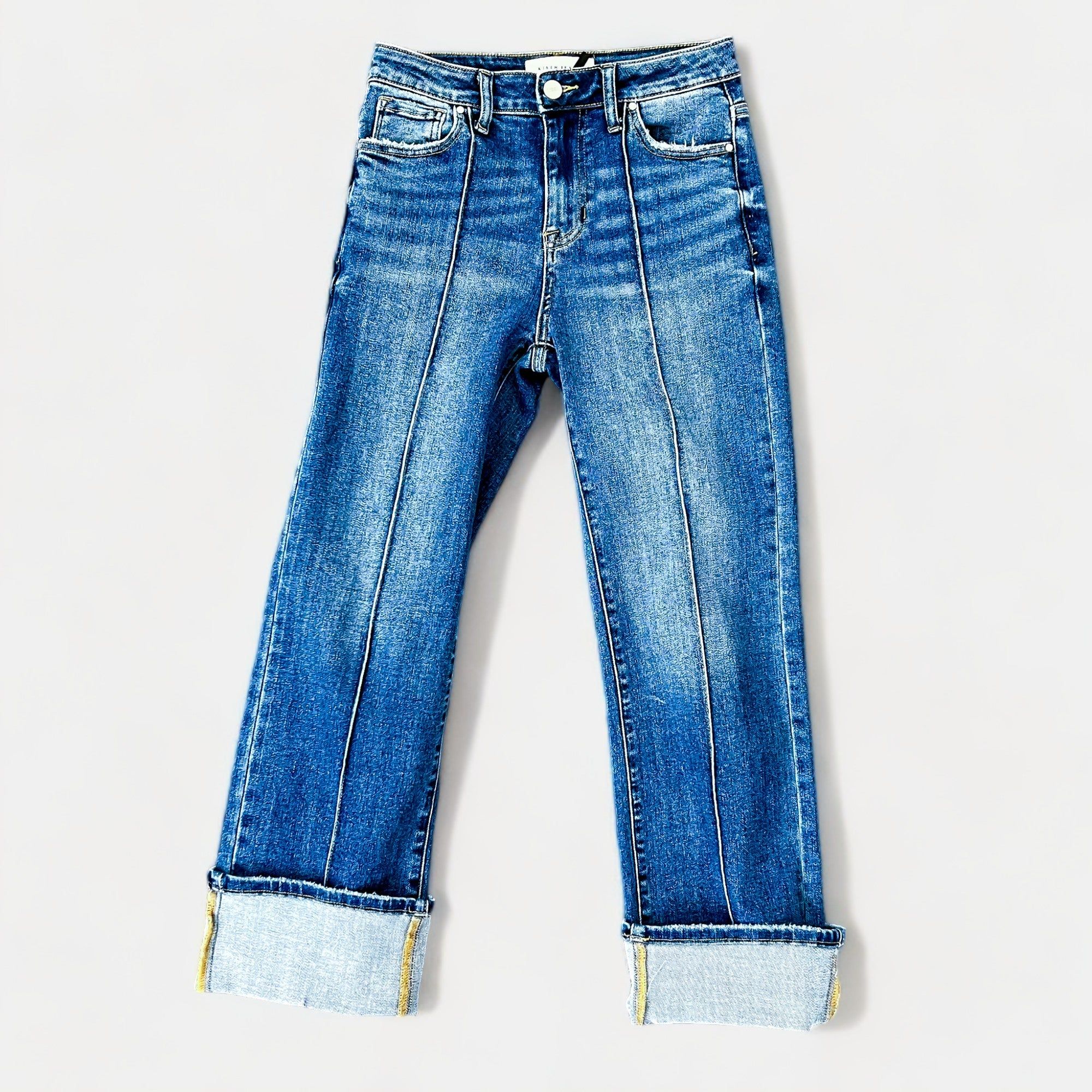 Dark Wash High Rise Straight Jeans sold by ZZs