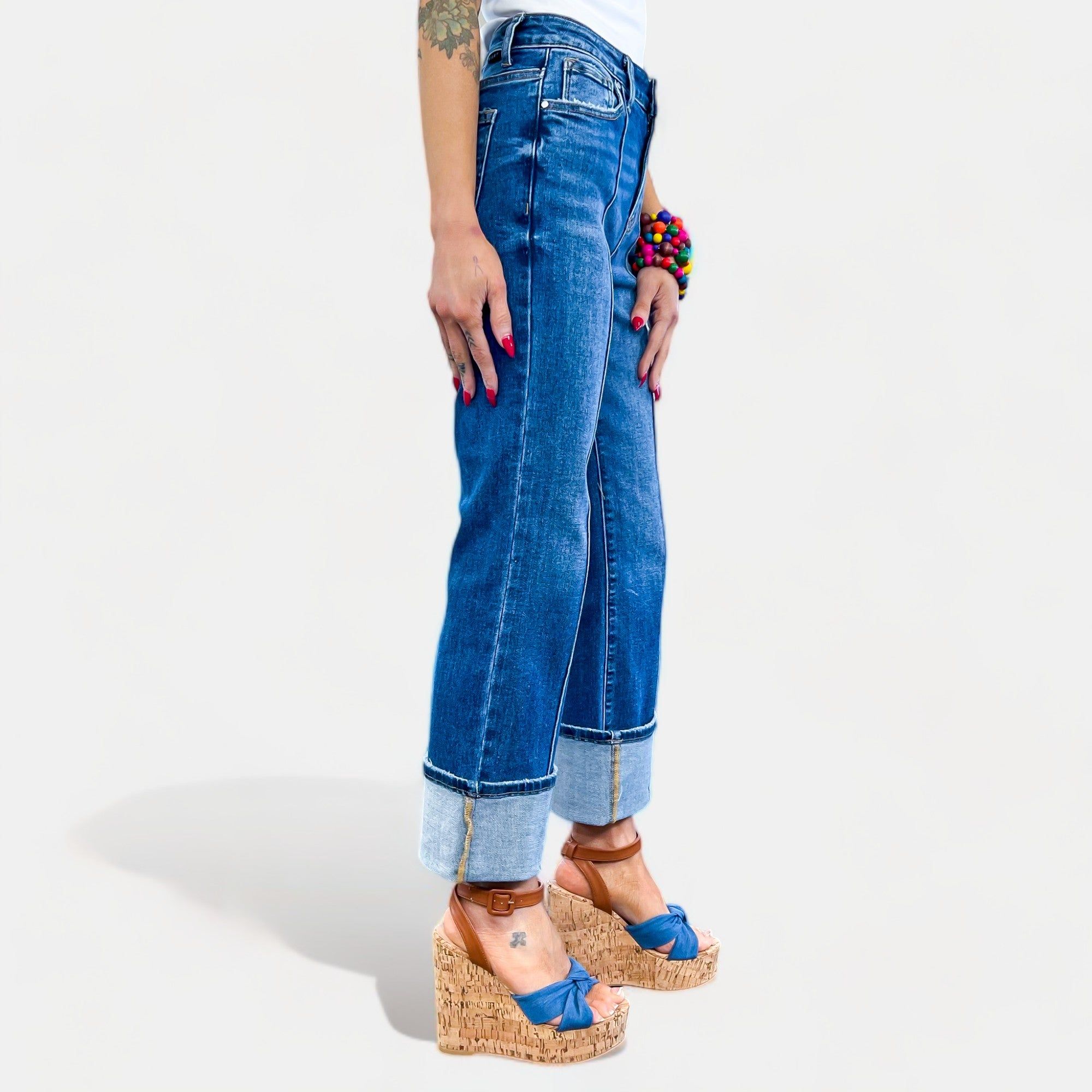 Dark Wash High Rise Straight Jeans sold by ZZs product image thumbnail 4