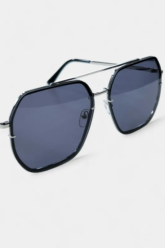 Black & Silver Brow Bar Sunglasses sold by ZZs