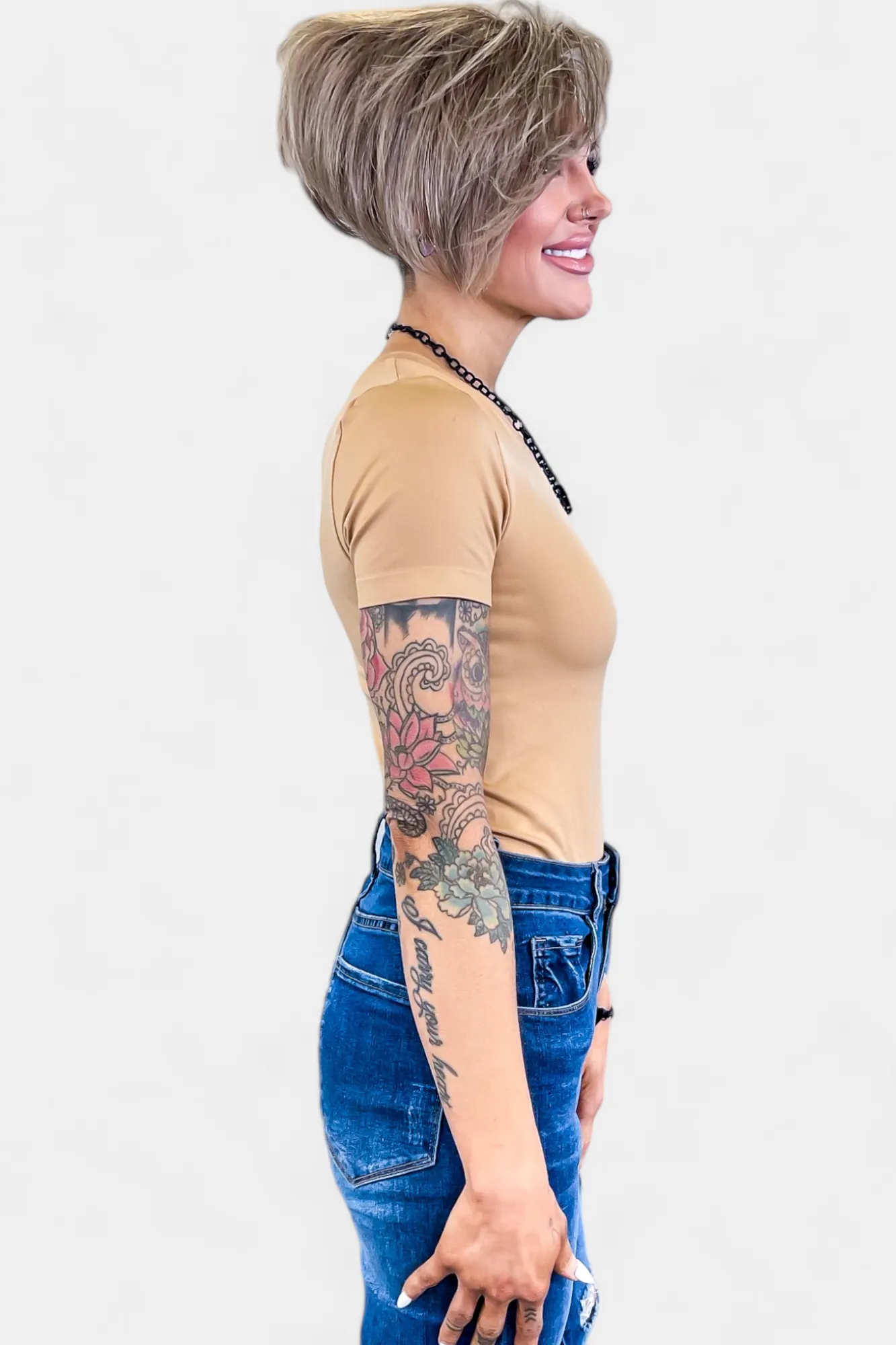 Brown Short Sleeve Smooth Bodysuit sold by ZZs product image thumbnail 5