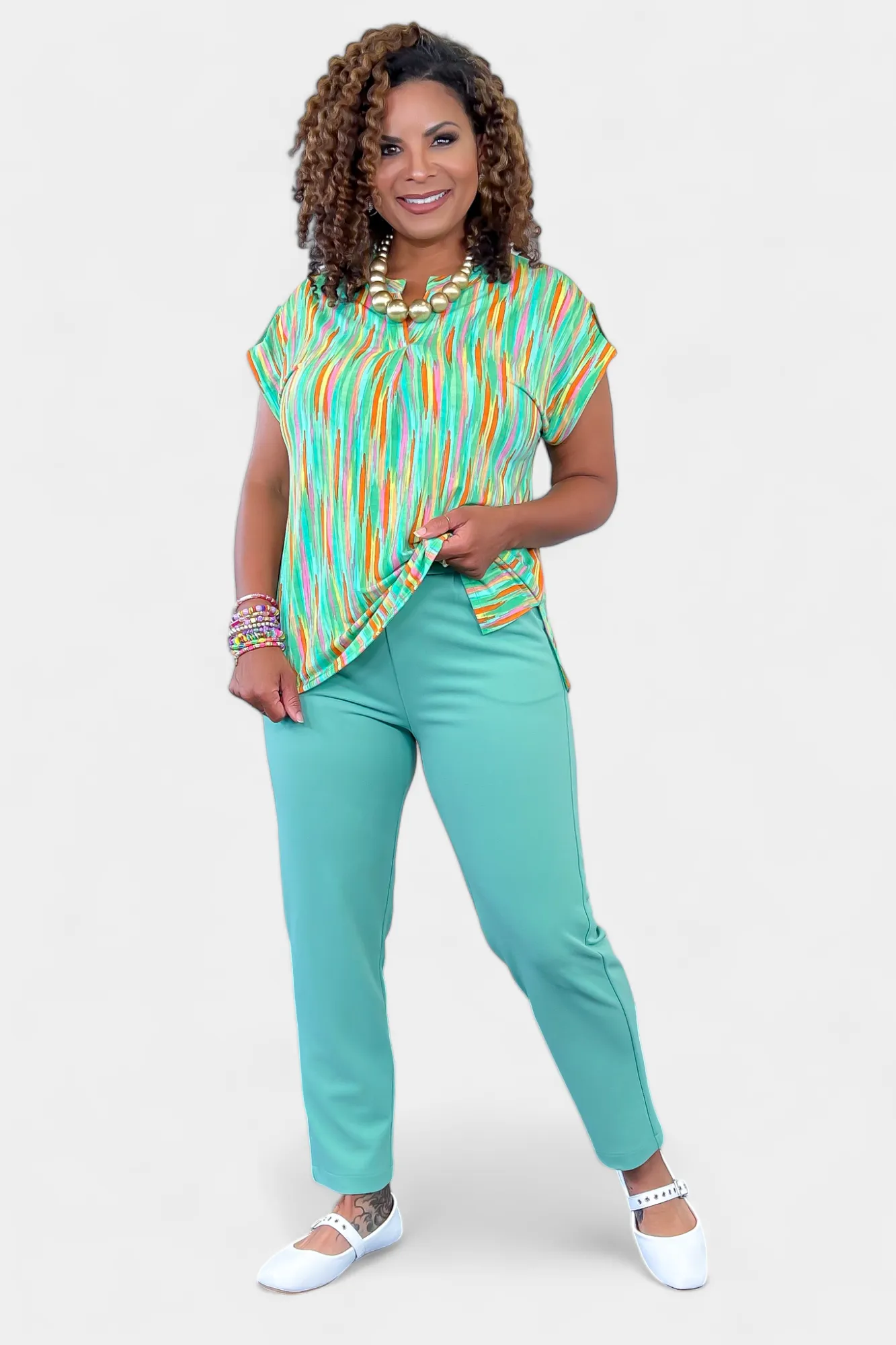 Emerald Multi Abstract Lizzy Short Sleeve Top sold by ZZs product image thumbnail 2