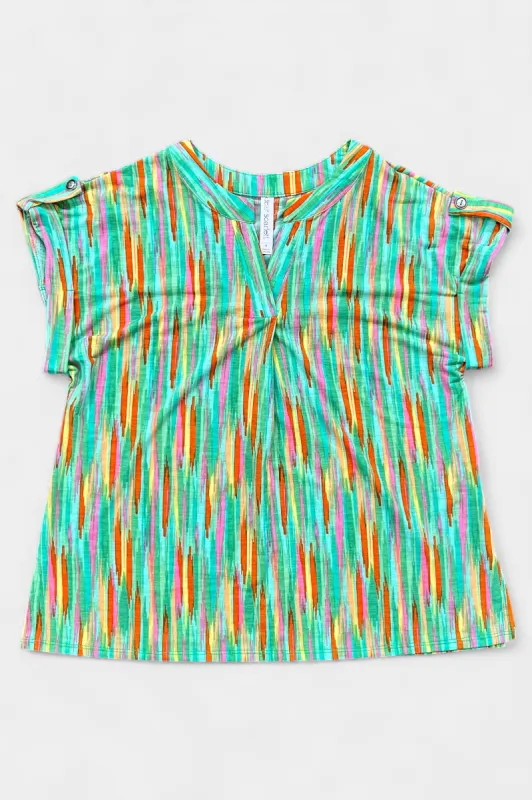 Emerald Multi Abstract Lizzy Short Sleeve Top sold by ZZs