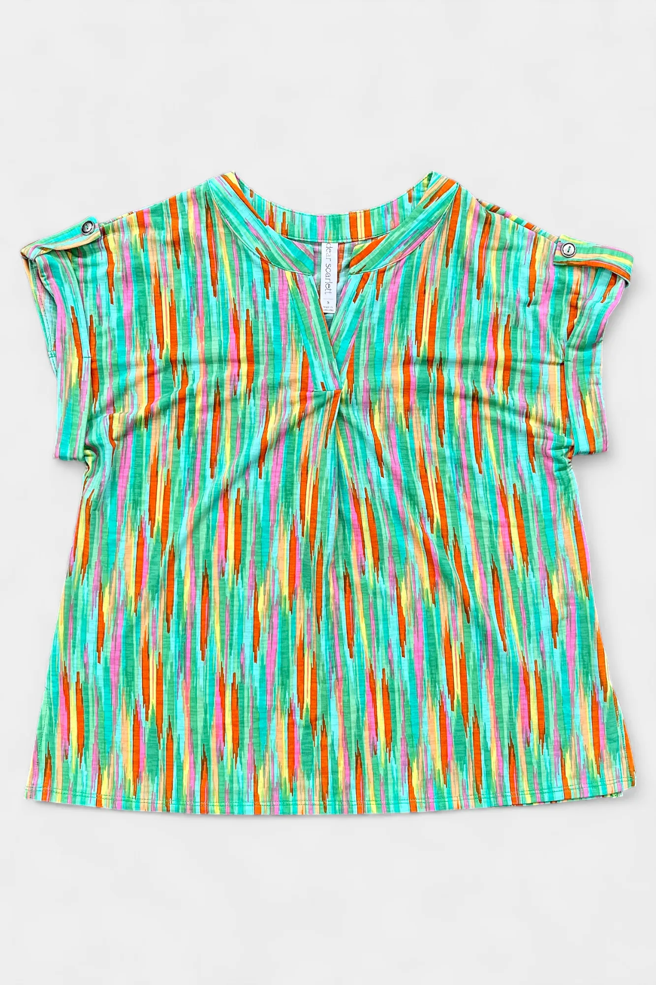 Emerald Multi Abstract Lizzy Short Sleeve Top sold by ZZs