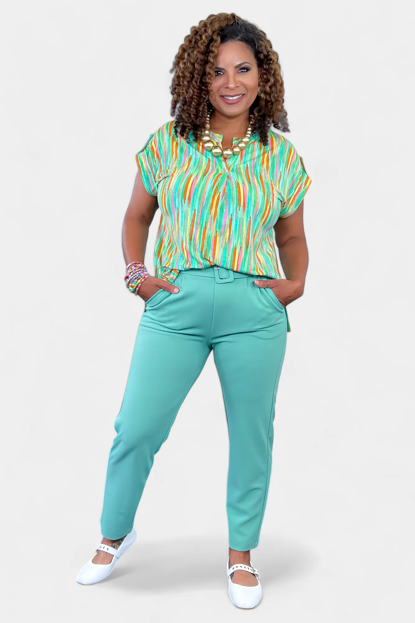 Emerald Multi Abstract Lizzy Short Sleeve Top sold by ZZs product image thumbnail 4