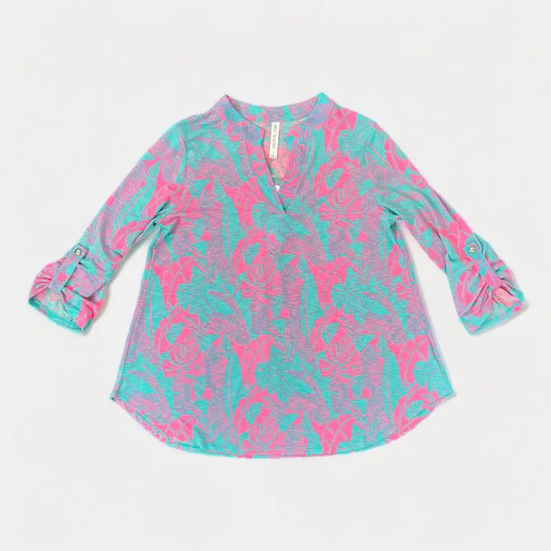 Turquoise & Pink Botanical Lizzy Top sold by ZZs