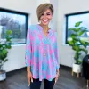 Turquoise & Pink Botanical Lizzy Top sold by ZZs