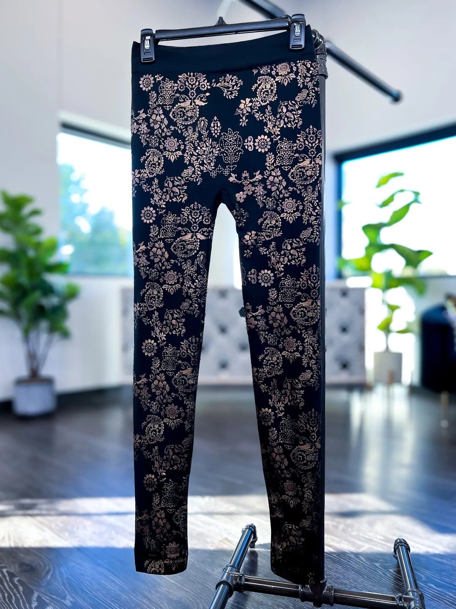 Metallic Floral Fleece Leggings sold by ZZs product image thumbnail 3