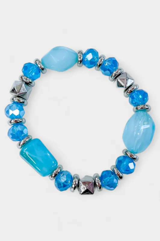 Blue Beaded Stretch Bracelet sold by ZZs