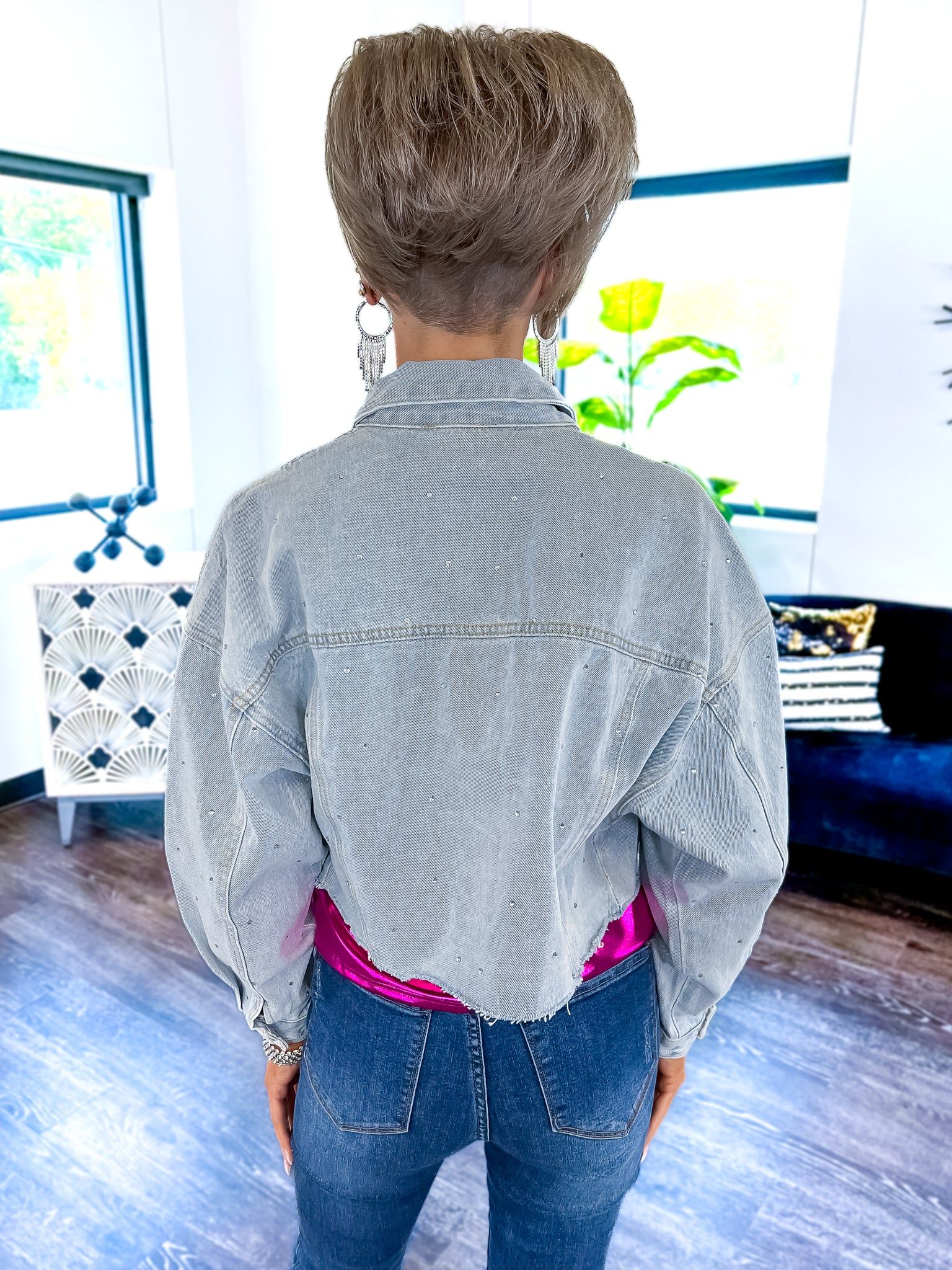 Rhinestone Crop Denim Jacket sold by ZZs product image thumbnail 5