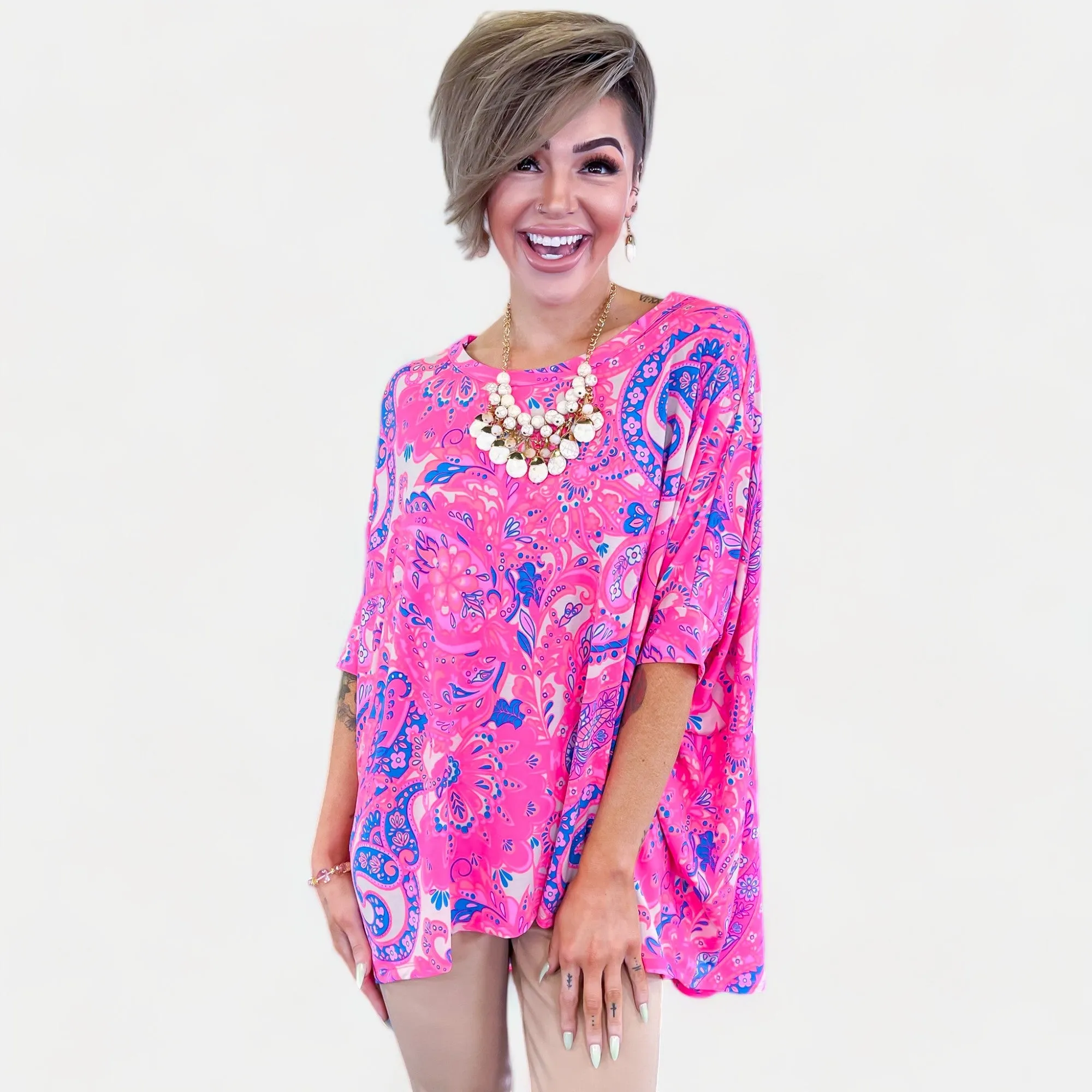 Pink Multi Paisley Essential Top sold by ZZs