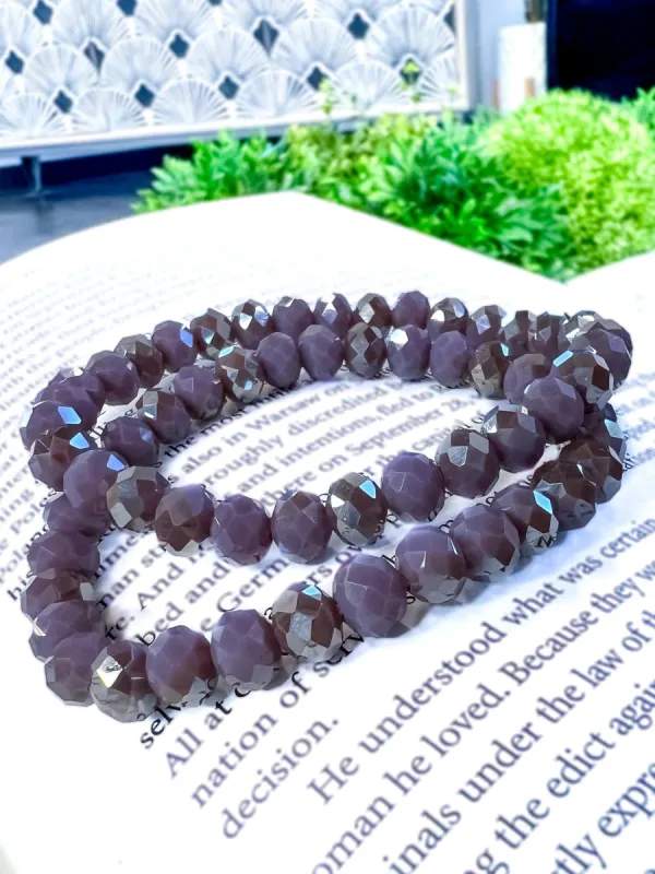 Beaded Stretch Bracelets | Taupe Purple sold by ZZs