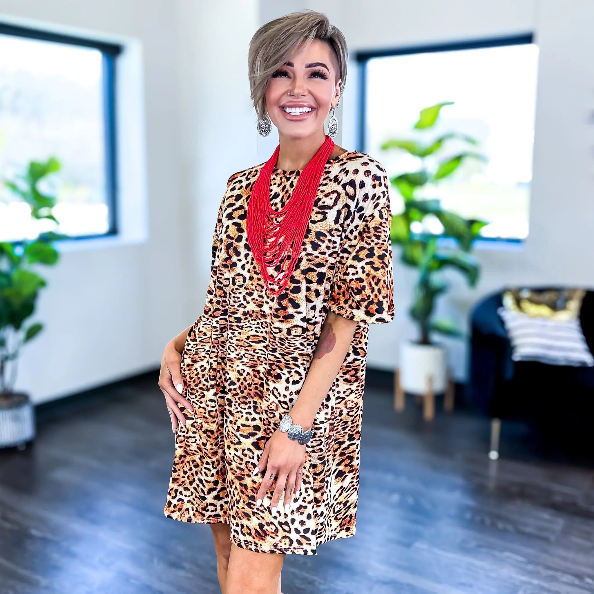 Leopard One Size Silky Jersey Dress sold by ZZs