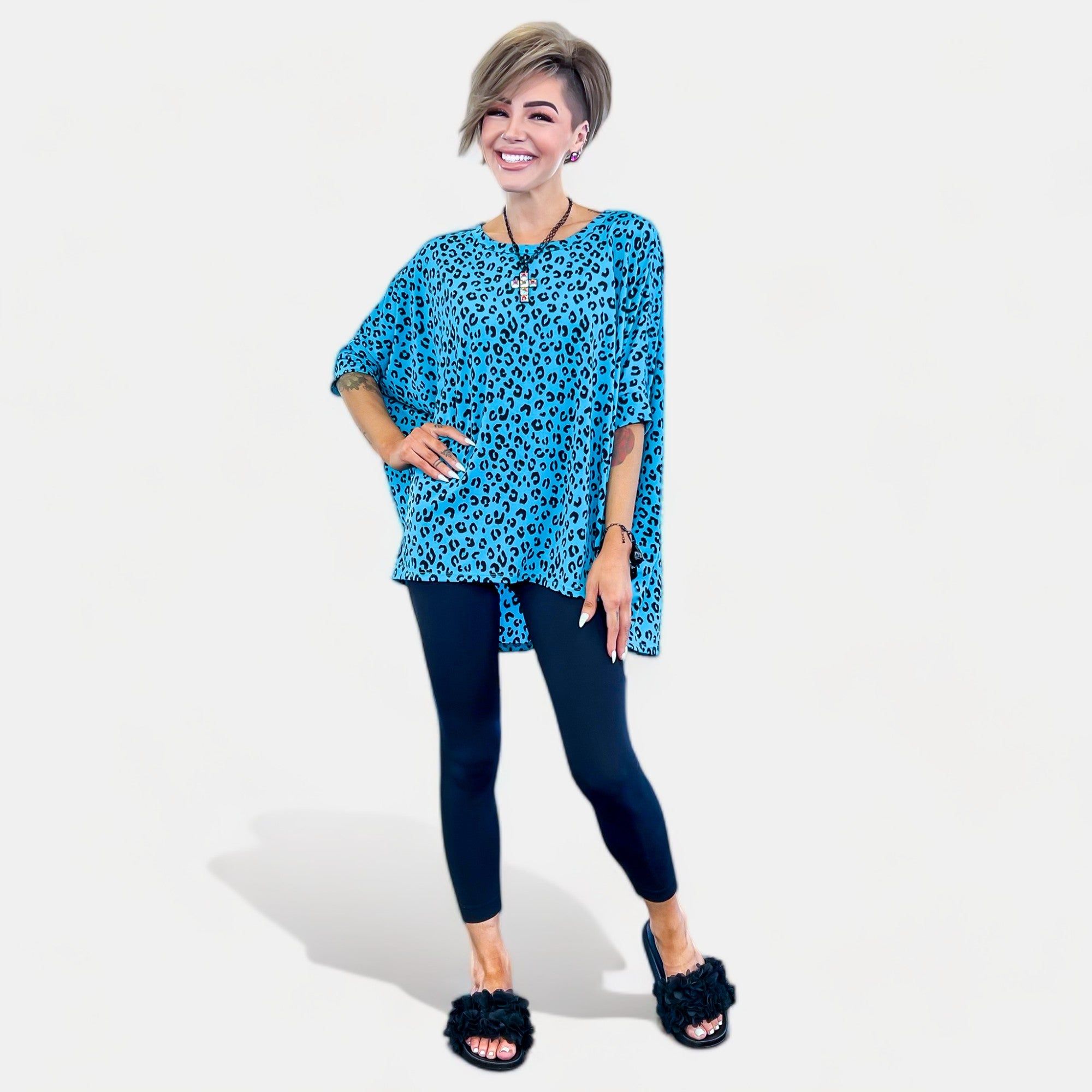 Teal Leopard Essential Top sold by ZZs