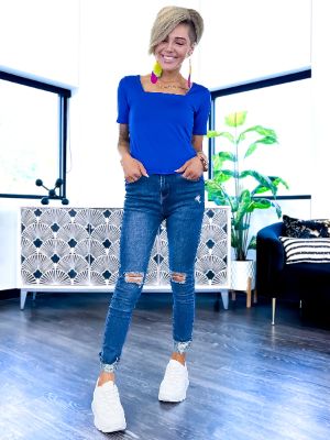 Blue Square Short Sleeve Brami sold by ZZs