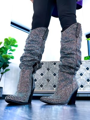 Silver Diamante Sparkle Boots sold by ZZs