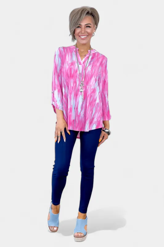 Pink Multi Abstract Lizzy Top [NO RETURNS] sold by ZZs
