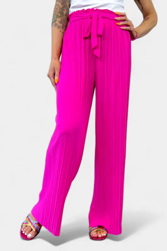 Fuchsia Pleated Wide Leg Pants sold by ZZs