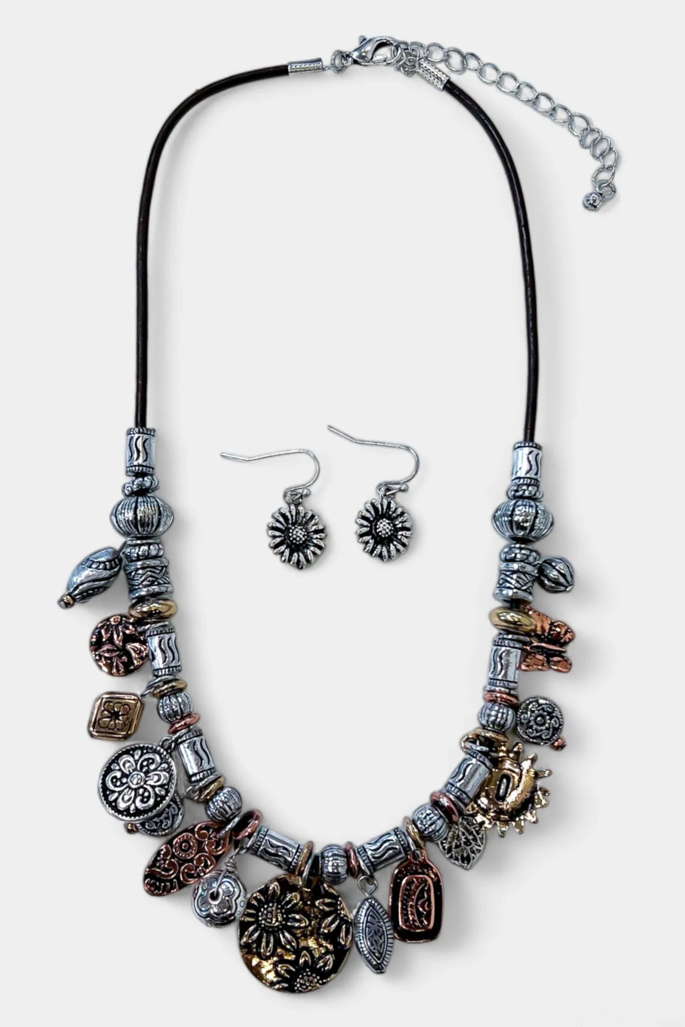 Antique Metal Sunflower Cluster Necklace sold by ZZs product image thumbnail 2