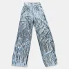 Silver Metallic Crinkle Wide Leg Pants [NO RETURNS] sold by ZZs