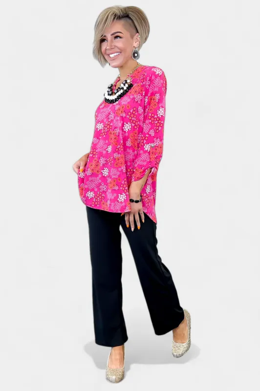 Magenta Daisy Patchwork Lizzy Top sold by ZZs