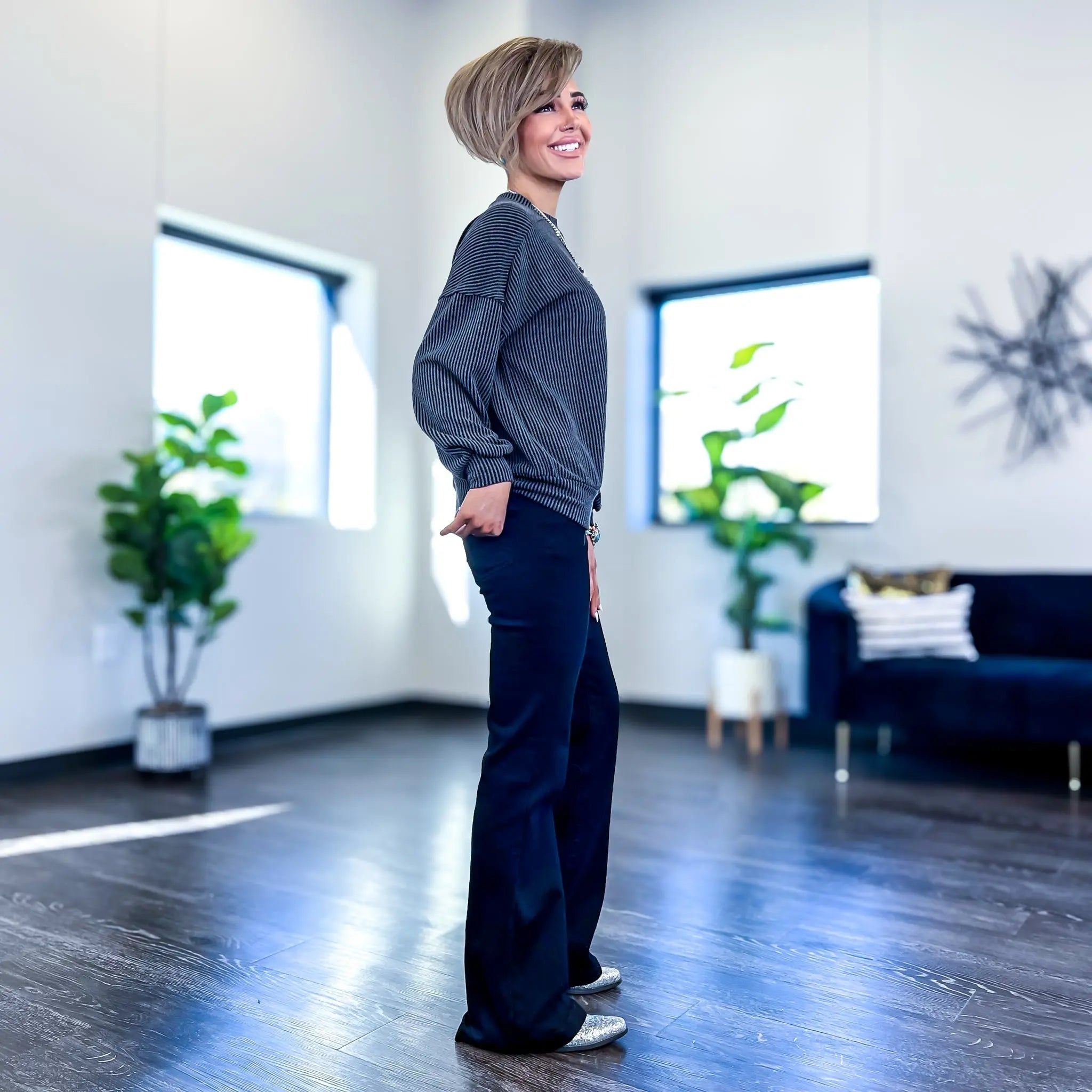 Black Ribbed Long Sleeve Top sold by ZZs product image thumbnail 4