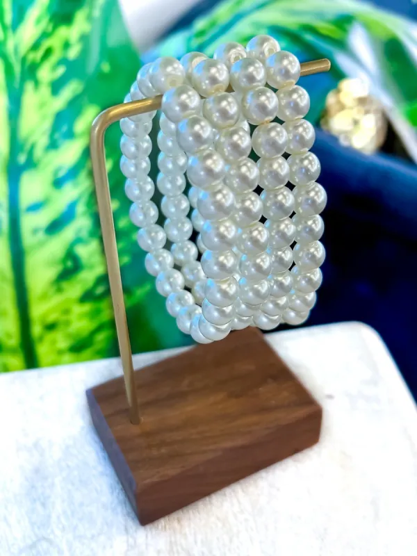 Cream Pearl Stretch Bracelets sold by ZZs