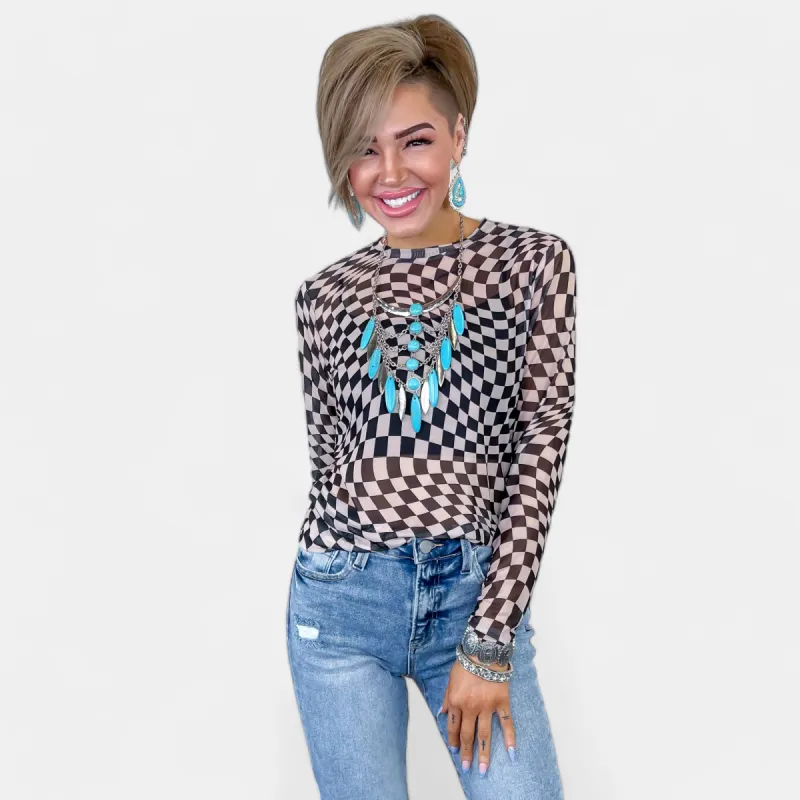 Checkered Mesh Top sold by ZZs