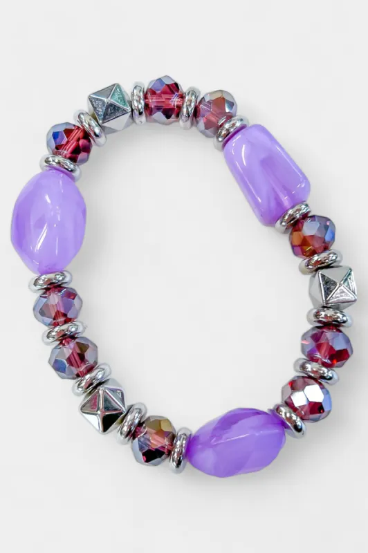 Purple Beaded Stretch Bracelet sold by ZZs