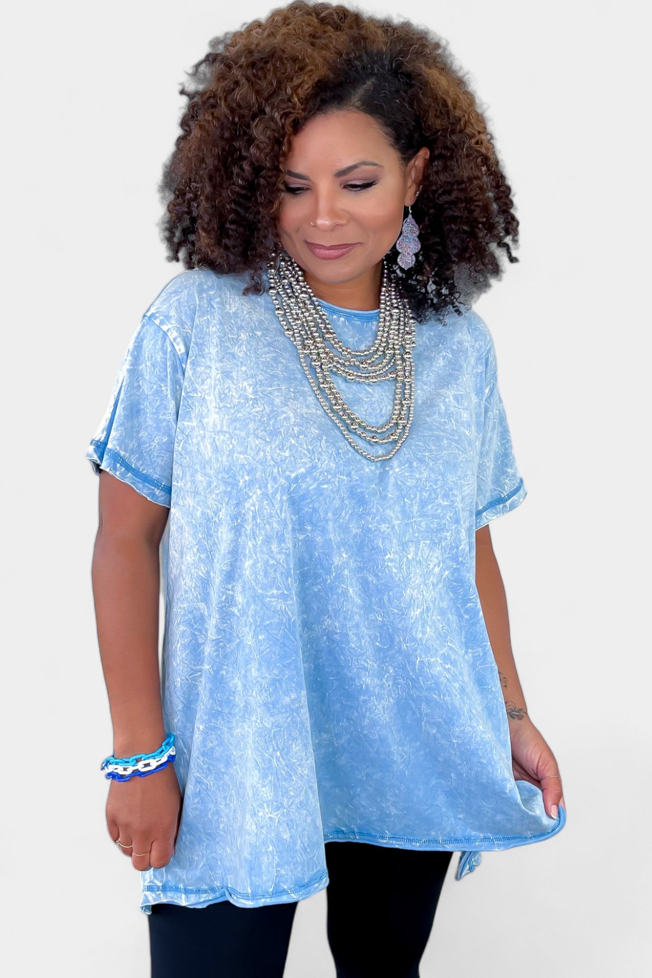 Blue Cotton Oversized Top sold by ZZs product image thumbnail 3