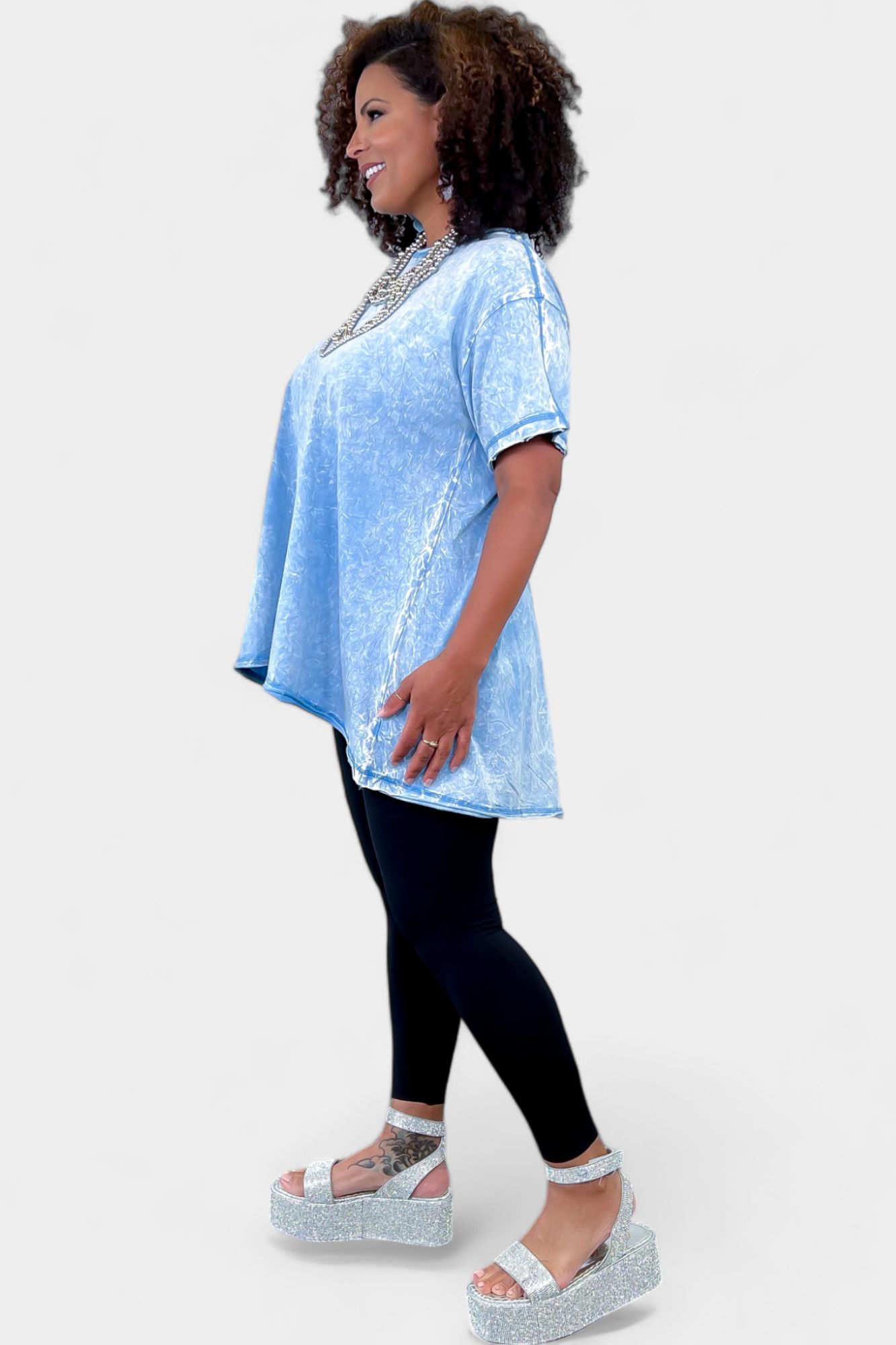 Blue Cotton Oversized Top sold by ZZs product image thumbnail 4