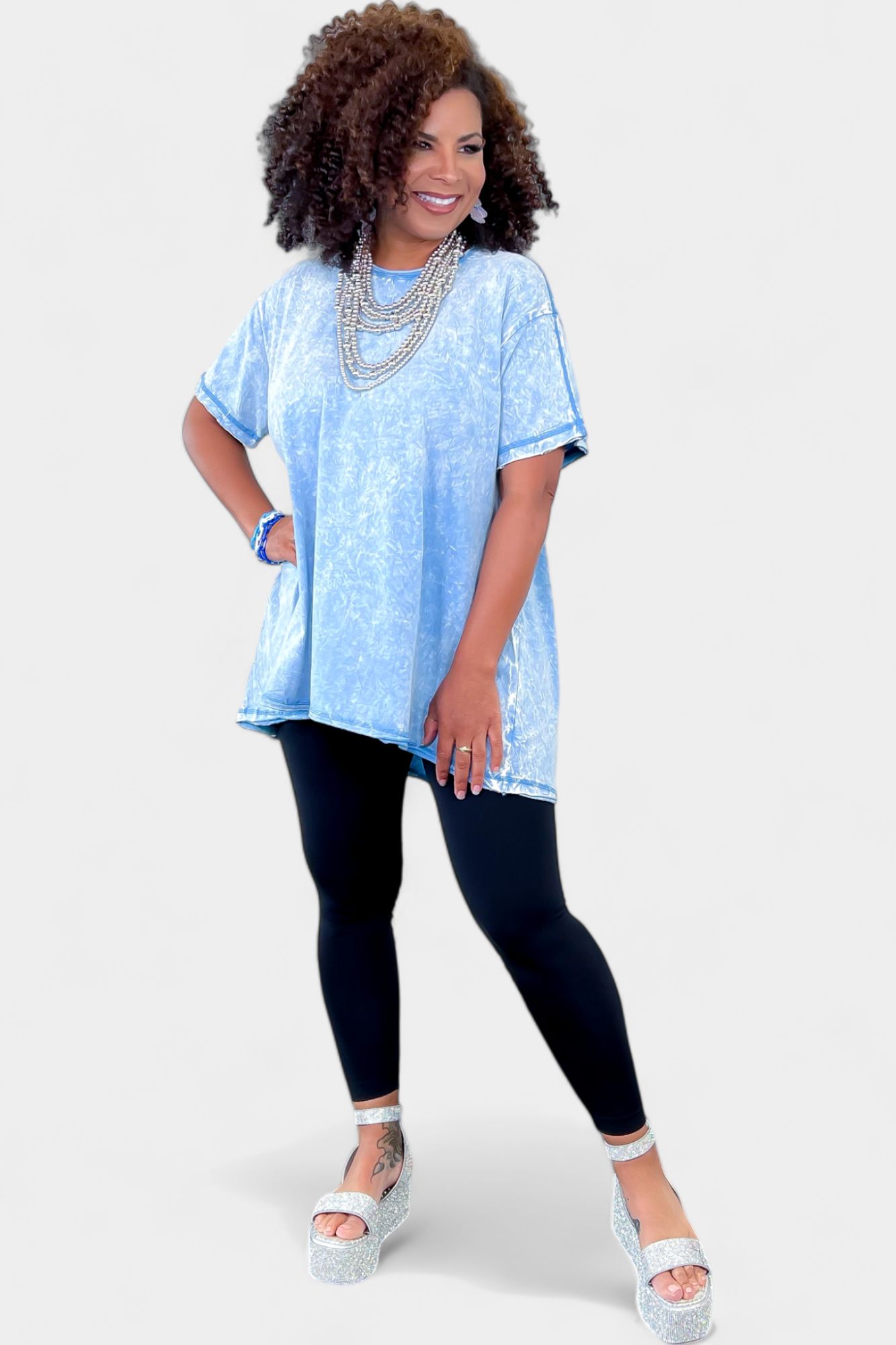 Blue Cotton Oversized Top sold by ZZs product image thumbnail 2