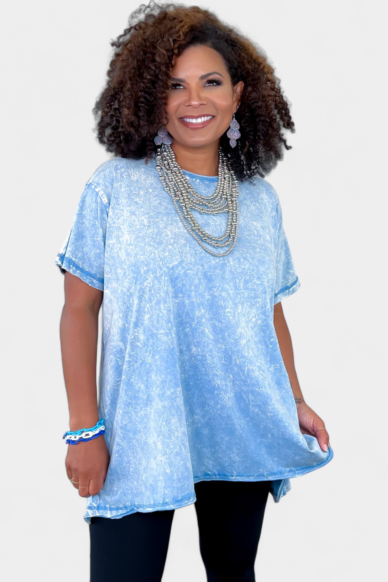 Blue Cotton Oversized Top sold by ZZs
