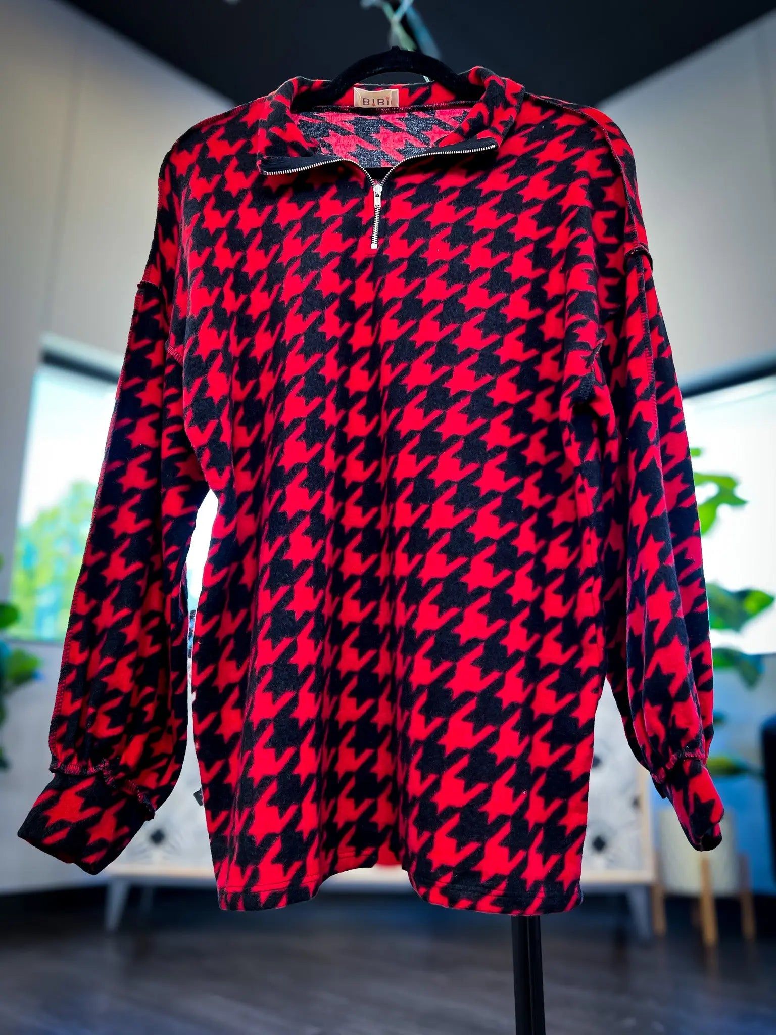 Red Houndstooth Zipper Pullover sold by ZZs product image thumbnail 8