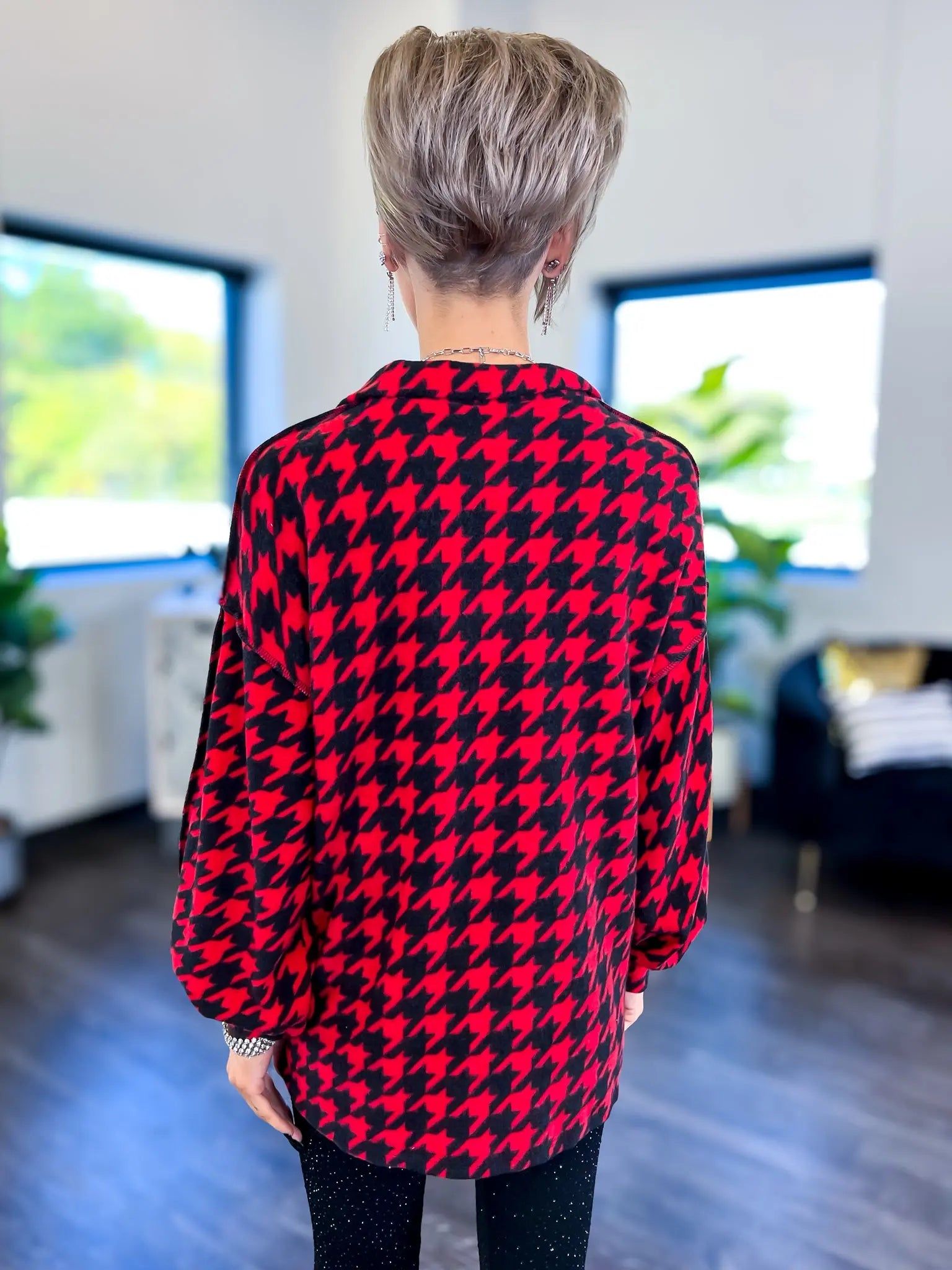 Red Houndstooth Zipper Pullover sold by ZZs product image thumbnail 7