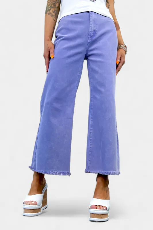 Purple Acid Wash Frayed Jeans sold by ZZs