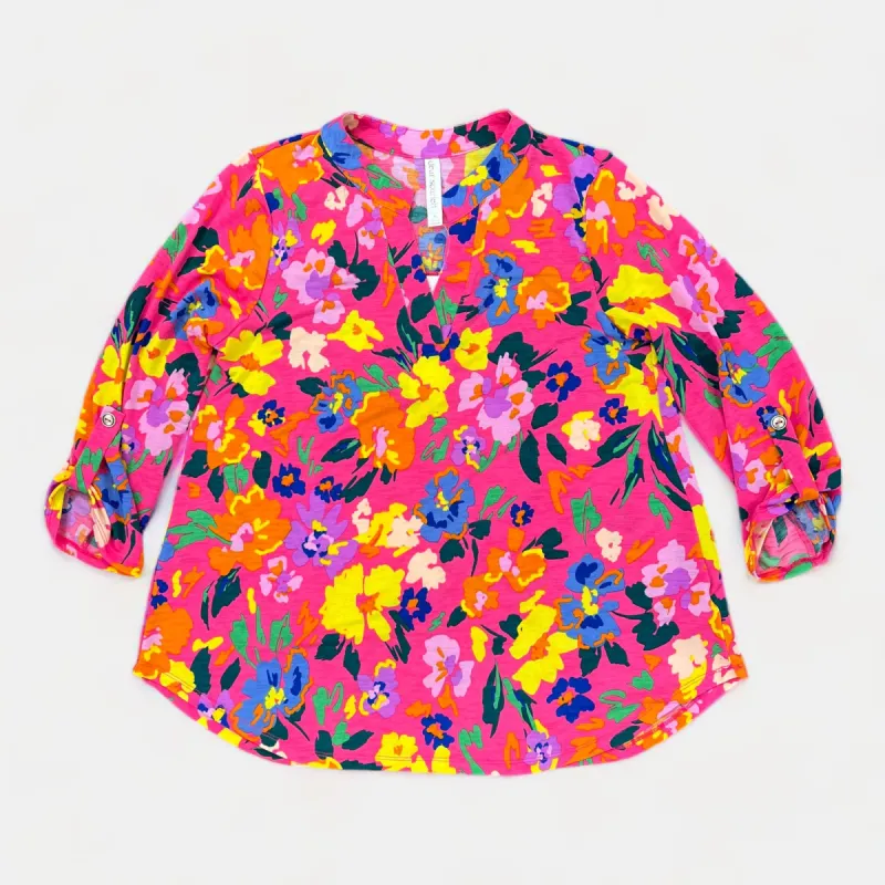 Hot Pink Floral Lizzy Top sold by ZZs