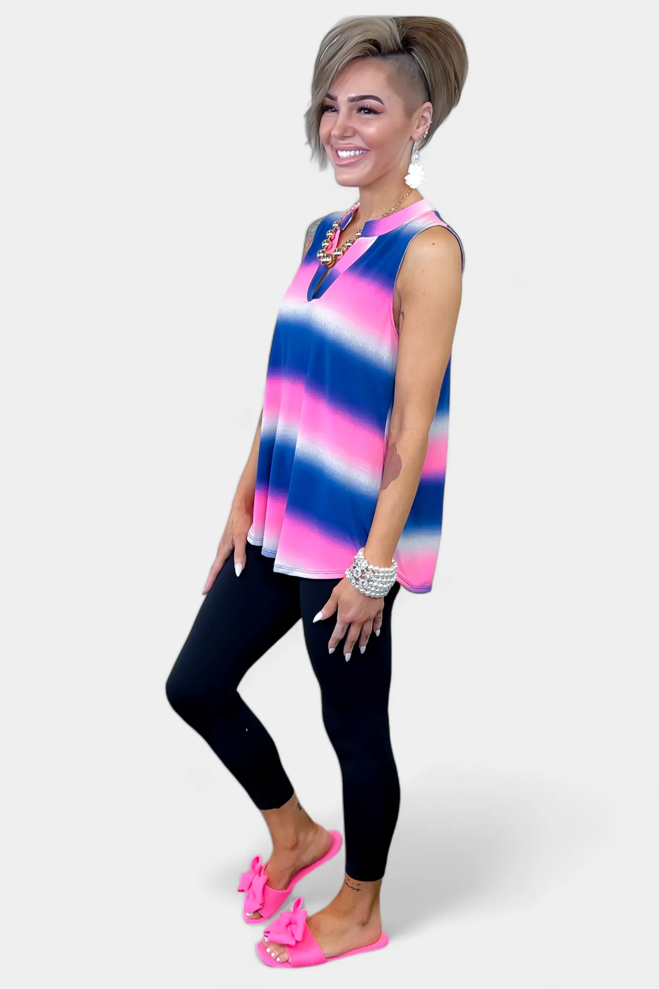 Blue Multi Striped Lizzy Tank Top sold by ZZs product image thumbnail 5