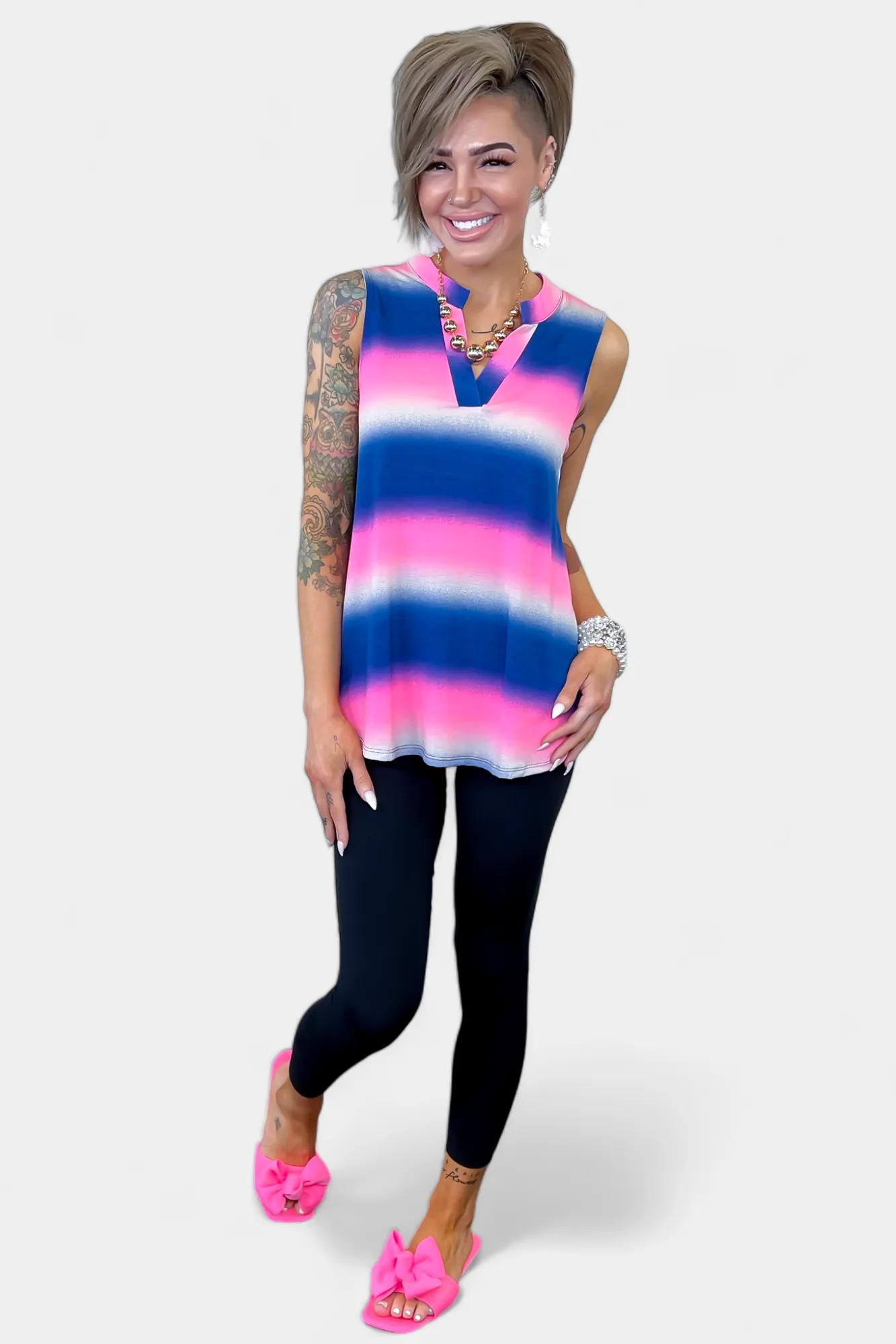 Blue Multi Striped Lizzy Tank Top sold by ZZs product image thumbnail 2